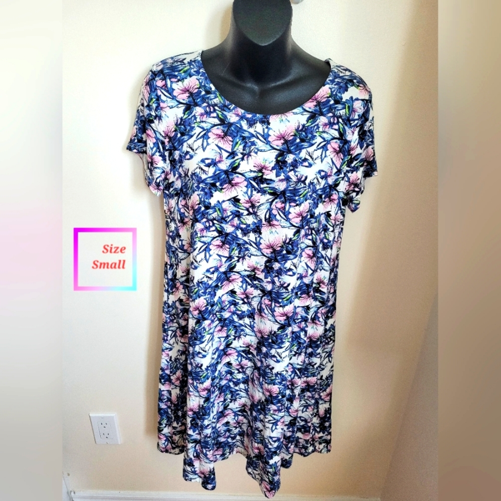 💚 Northern Reflections Size Small Navy/ White/ Pink/Green Teeshirt Dress
